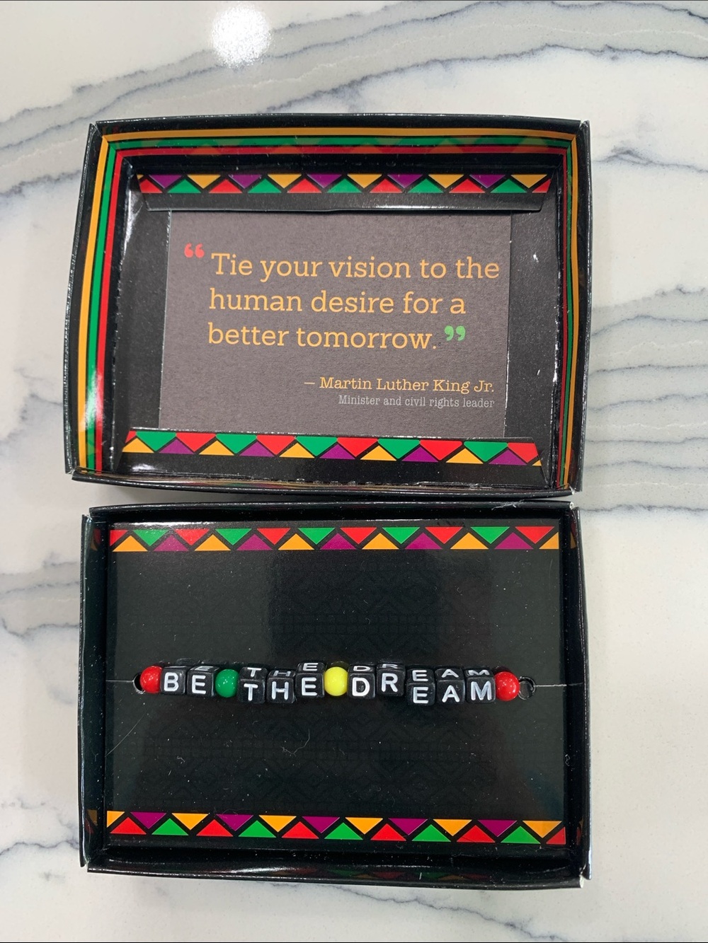 Be The Dream Black Bead Bracelet with Red, Green & Yellow Accents